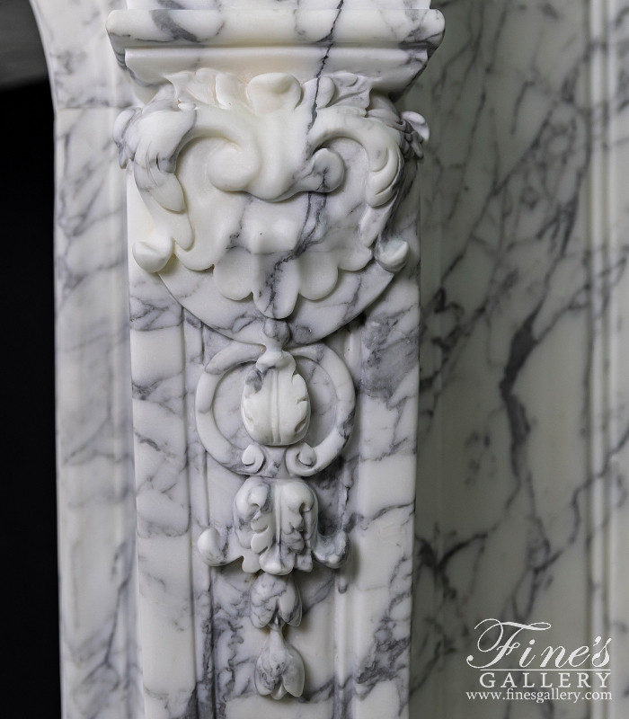 Marble Fireplaces  - Rare Louis XV French Itailan Calacatta Marble Fireplace Mantel - MFP-2444